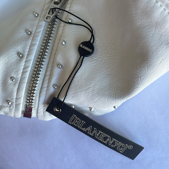 Blank NYC White Faux Leather Motorcycle Jacket with Floral Print - Picture 10 of 12